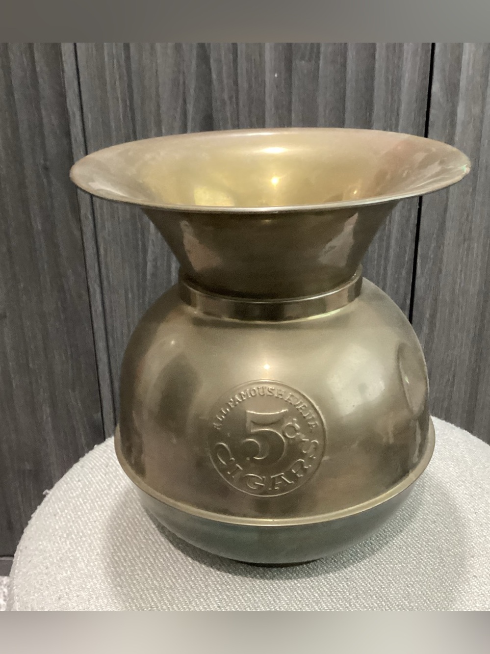 Vtg. Brass All Famous Havana 5 cent Cigars Spittoon. Size 10” 9” Taiwan
